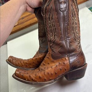 Ariat Super Stakes Brandy Full Quill Ostrich Cowboy Boots Men's 8.5 D